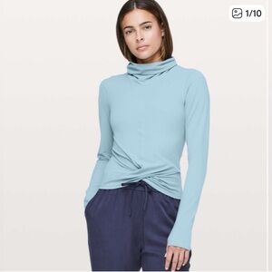Lululemon Melodic Movement- Light Blue Turtleneck Long Sleeve Top